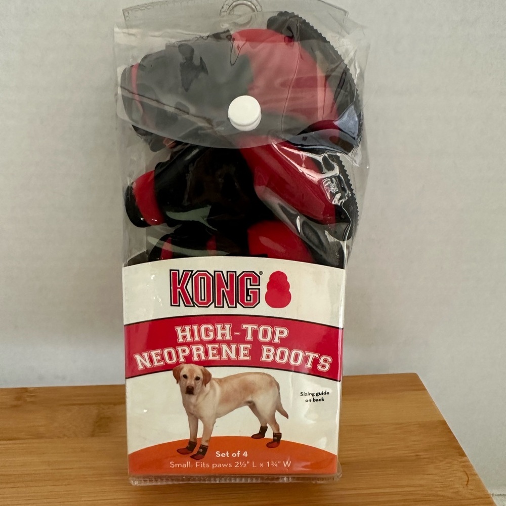 KONG Neoprene Dog Boots - Red & Black. Set of 4. Size Small.